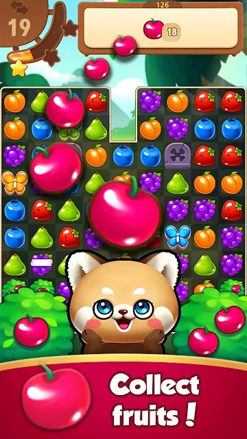 A cherry dropping into the grid with eighteen still to collect on the objective panel